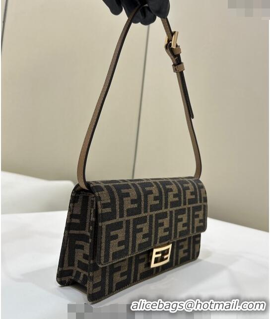 Reasonable Price Fendi Wallet On Chain Baguette Mini Bag in 8638 Brown FF Fabric 2024