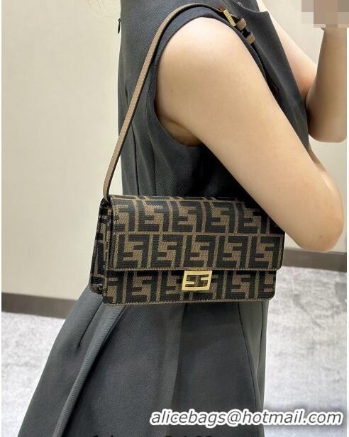 Reasonable Price Fendi Wallet On Chain Baguette Mini Bag in 8638 Brown FF Fabric 2024