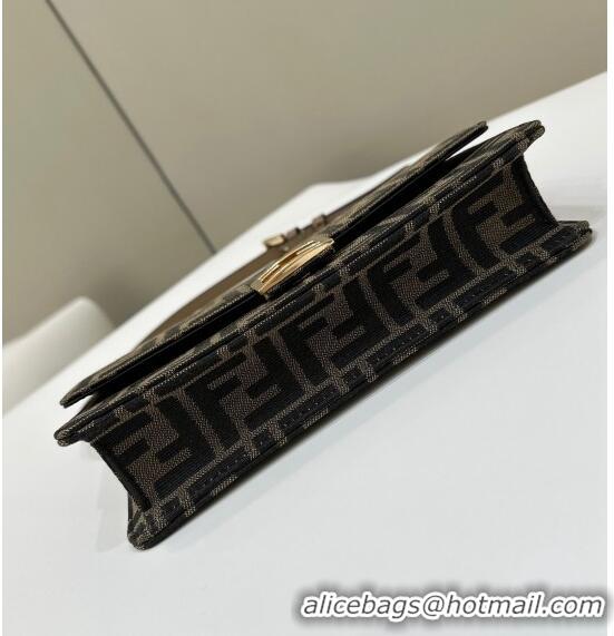 Reasonable Price Fendi Wallet On Chain Baguette Mini Bag in 8638 Brown FF Fabric 2024