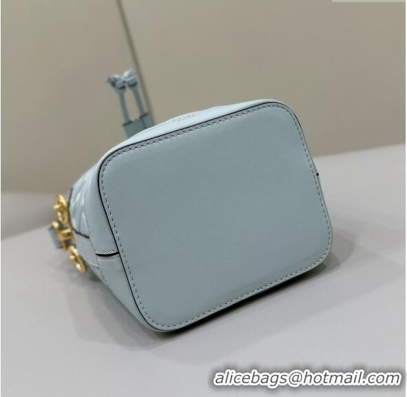 Good Taste Fendi Mon Tresor Mini Bucket Bag in FF Leather 8637 Blue 2024