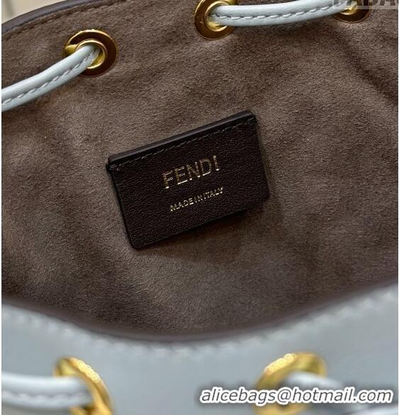 Good Taste Fendi Mon Tresor Mini Bucket Bag in FF Leather 8637 Blue 2024