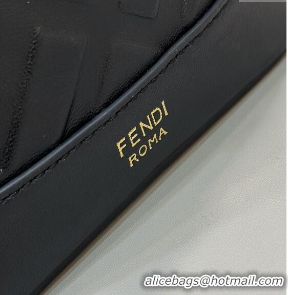 Buy Discount Fendi Mon Tresor Mini Bucket Bag in FF Leather 8637 Black 2024