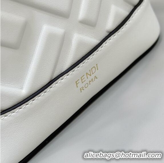 Super Quality Fendi Mon Tresor Mini Bucket Bag in FF Leather 8637 White 2024