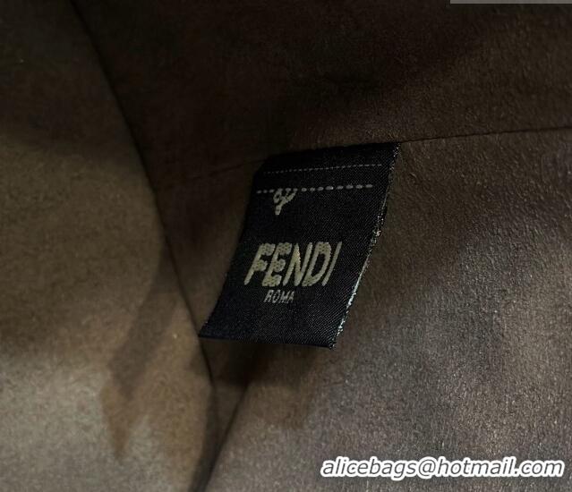 Super Quality Fendi Mon Tresor Mini Bucket Bag in FF Leather 8637 White 2024