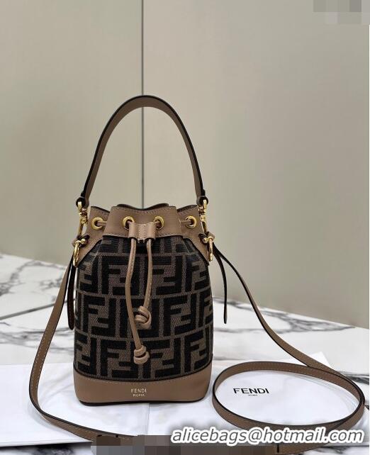 Promotional Fendi Mon Tresor Mini Bucket Bag in 8637 Brown FF Fabric 2024