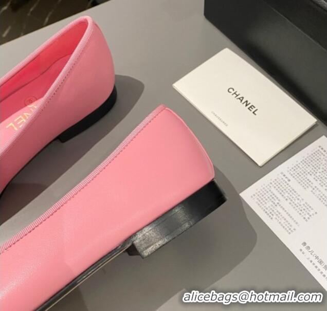 Pretty Style Chanel Calfskin Classic Ballet Flat Pink/Black 322046