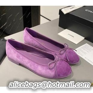 Top Grade Chanel Suede Classic Ballet Flat Purple 322047