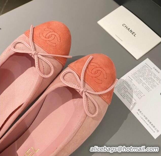 Stylish Chanel Suede Classic Ballet Flat Peachy Pink 322049