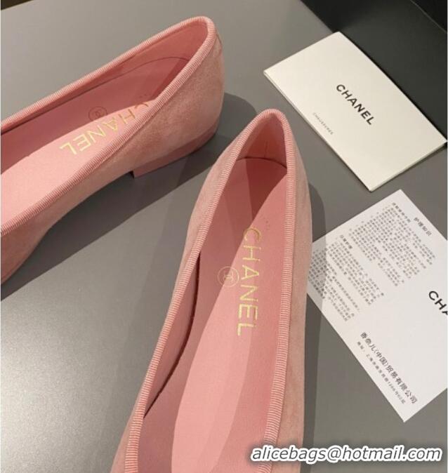 Stylish Chanel Suede Classic Ballet Flat Peachy Pink 322049