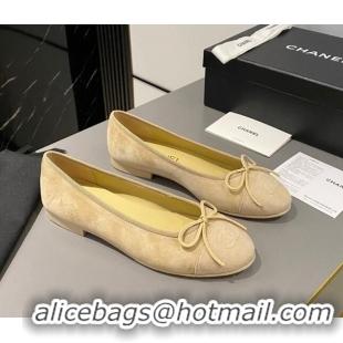 Good Looking Chanel Suede Classic Ballet Flat Yellow 322050