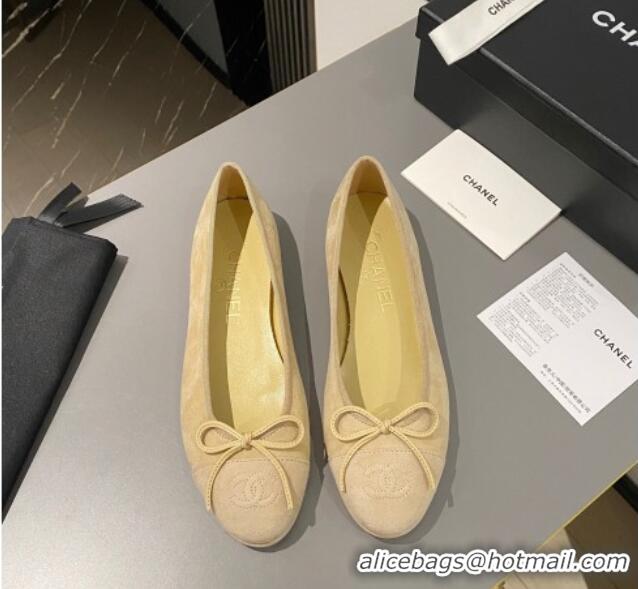 Good Looking Chanel Suede Classic Ballet Flat Yellow 322050