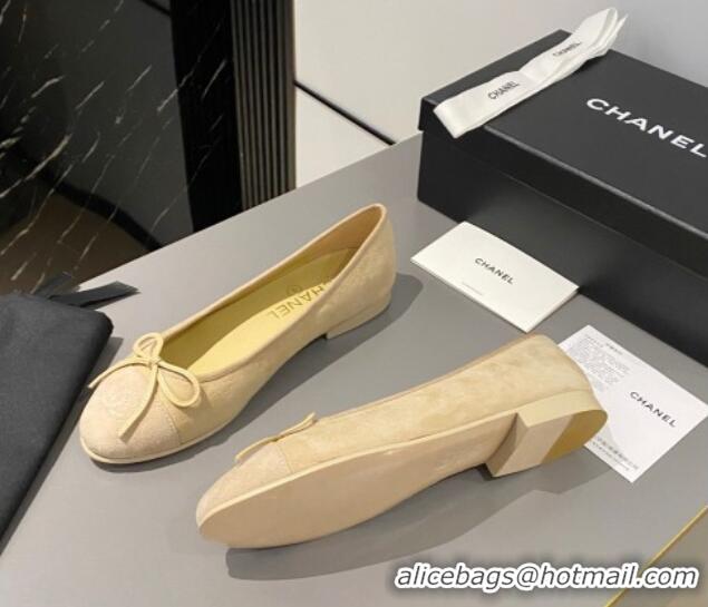 Good Looking Chanel Suede Classic Ballet Flat Yellow 322050