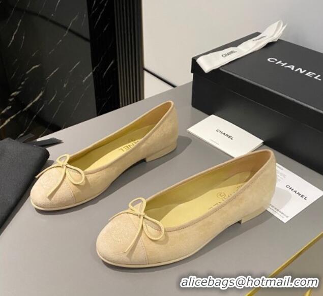 Good Looking Chanel Suede Classic Ballet Flat Yellow 322050