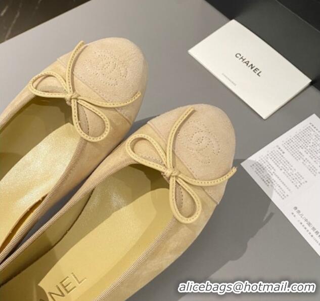 Good Looking Chanel Suede Classic Ballet Flat Yellow 322050