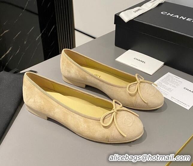 Good Looking Chanel Suede Classic Ballet Flat Yellow 322050