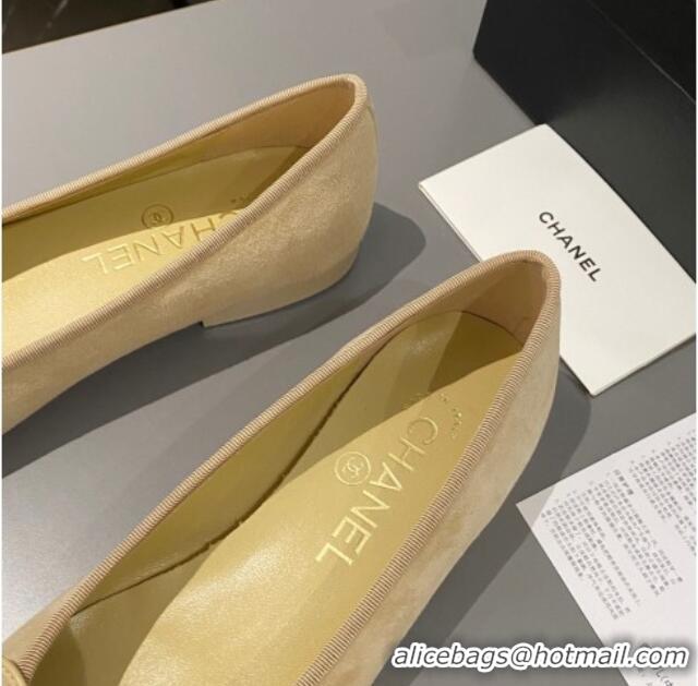 Good Looking Chanel Suede Classic Ballet Flat Yellow 322050