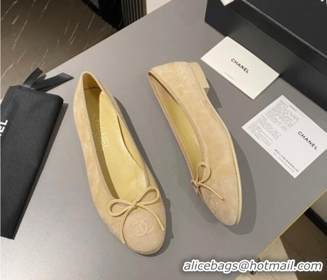 Good Looking Chanel Suede Classic Ballet Flat Yellow 322050