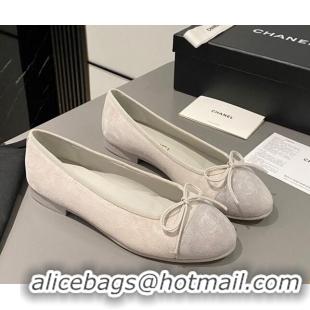 Shop Duplicate Chanel Suede Classic Ballet Flat Grey 322051