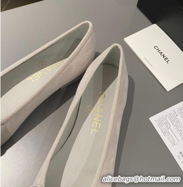 Shop Duplicate Chanel Suede Classic Ballet Flat Grey 322051