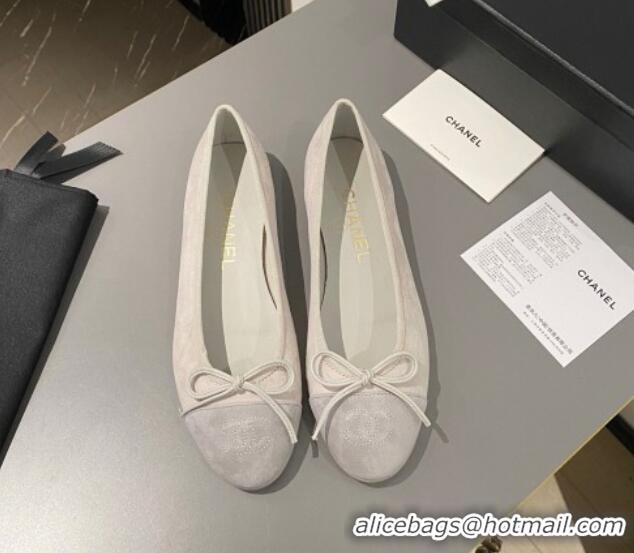 Shop Duplicate Chanel Suede Classic Ballet Flat Grey 322051