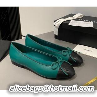 Perfect Chanel Calfskin Classic Ballet Flat Dark Green 322053