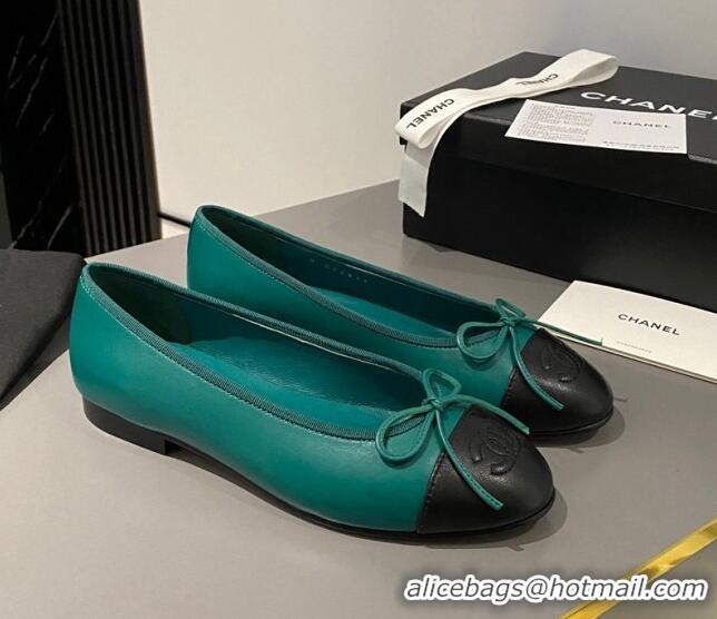 Perfect Chanel Calfskin Classic Ballet Flat Dark Green 322053