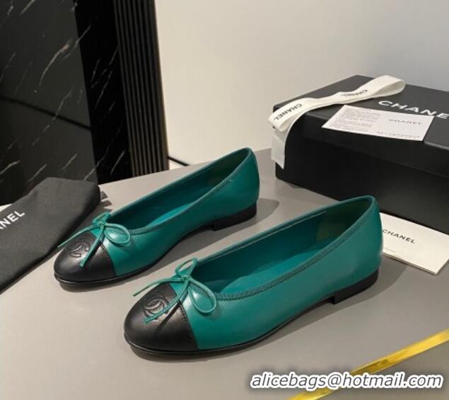 Perfect Chanel Calfskin Classic Ballet Flat Dark Green 322053