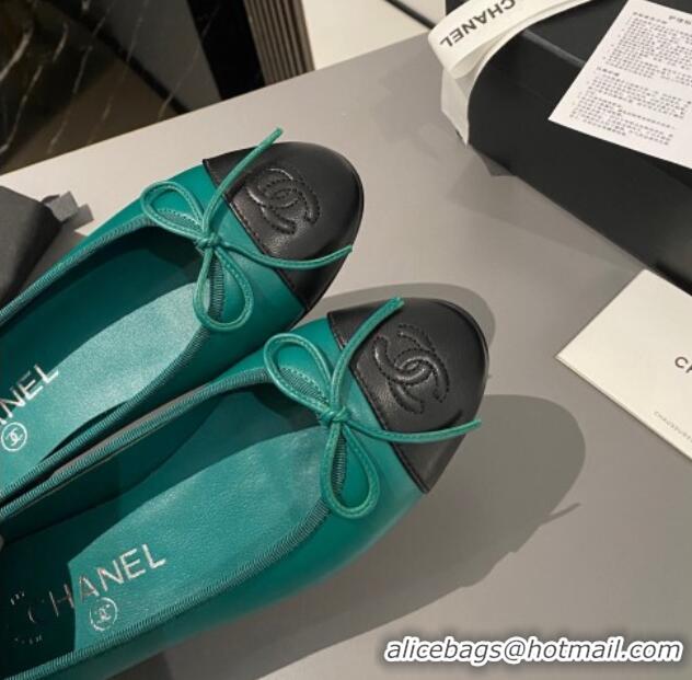 Perfect Chanel Calfskin Classic Ballet Flat Dark Green 322053