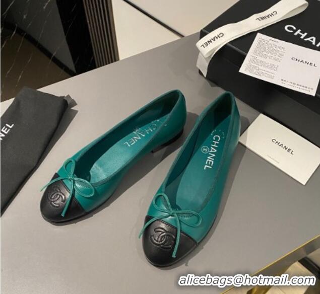 Perfect Chanel Calfskin Classic Ballet Flat Dark Green 322053