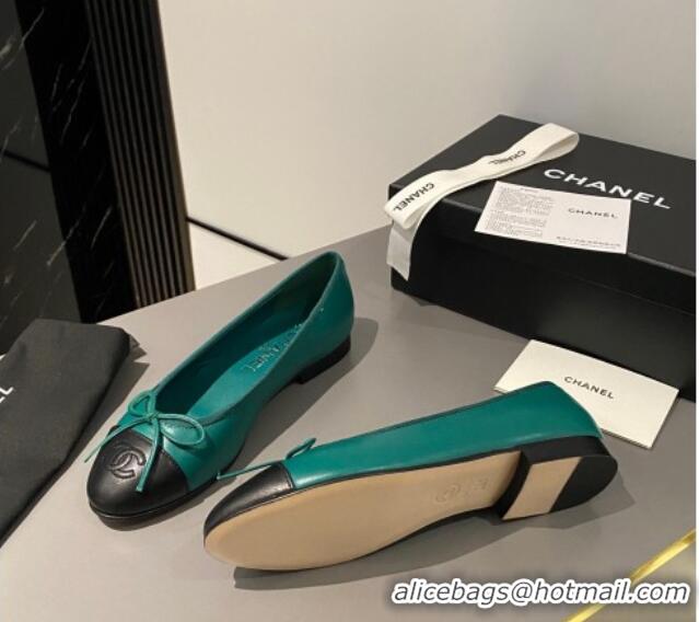 Perfect Chanel Calfskin Classic Ballet Flat Dark Green 322053