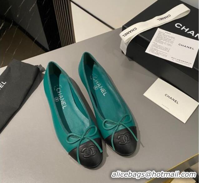 Perfect Chanel Calfskin Classic Ballet Flat Dark Green 322053