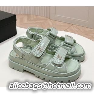 Buy Discount Chanel Shiny Calfskin Strap Sandals Light Green 322060