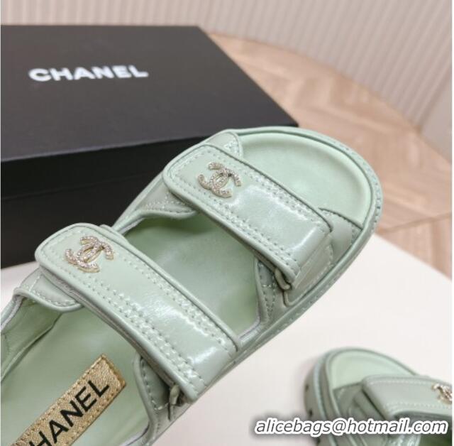 Buy Discount Chanel Shiny Calfskin Strap Sandals Light Green 322060