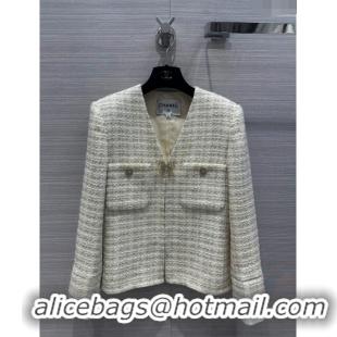 Top Quality Chanel Tweed Jacket CH041823 Beige 2024