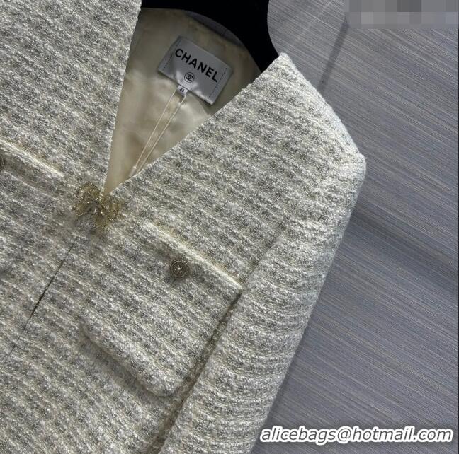 Top Quality Chanel Tweed Jacket CH041823 Beige 2024