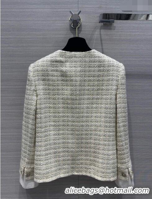 Top Quality Chanel Tweed Jacket CH041823 Beige 2024