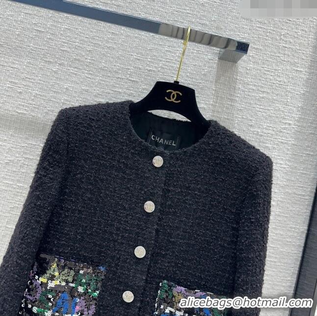 Famous Brand Chanel Tweed Jacket CH041825 Black 2024