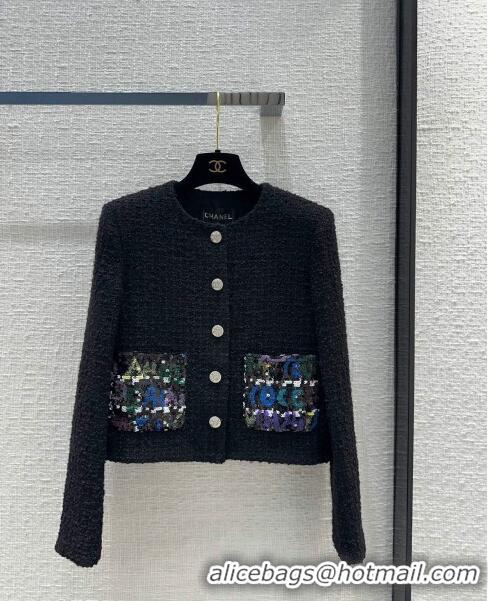 Famous Brand Chanel Tweed Jacket CH041825 Black 2024