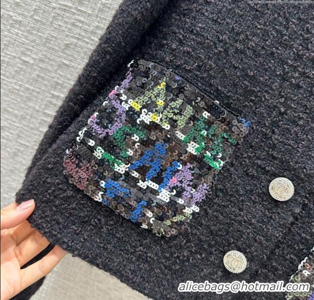 Famous Brand Chanel Tweed Jacket CH041825 Black 2024