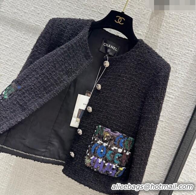 Famous Brand Chanel Tweed Jacket CH041825 Black 2024