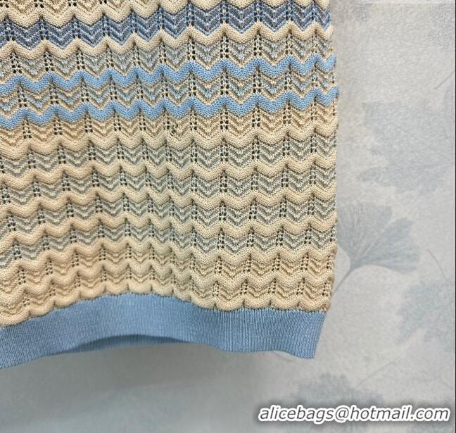 Reasonable Price Chanel Knit T-shirt CH041828 Beige/Blue 2024