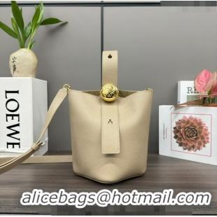 Top Quality Loewe Mini Pebble Bucket bag in mellow calfskin 062342 Beige 2024