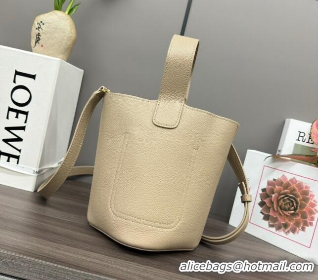 Top Quality Loewe Mini Pebble Bucket bag in mellow calfskin 062342 Beige 2024