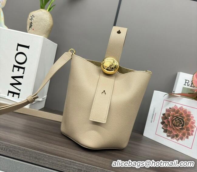 Top Quality Loewe Mini Pebble Bucket bag in mellow calfskin 062342 Beige 2024