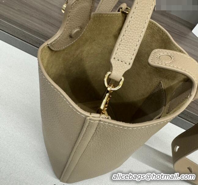 Top Quality Loewe Mini Pebble Bucket bag in mellow calfskin 062342 Beige 2024