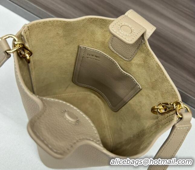 Top Quality Loewe Mini Pebble Bucket bag in mellow calfskin 062342 Beige 2024