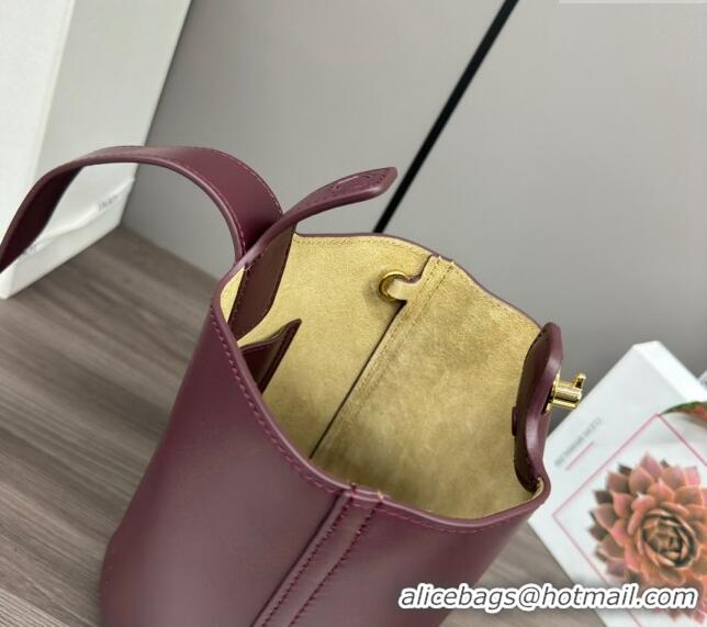 Promotional Loewe Mini Pebble Bucket bag in mellow calfskin 062342 Burgundy 2024