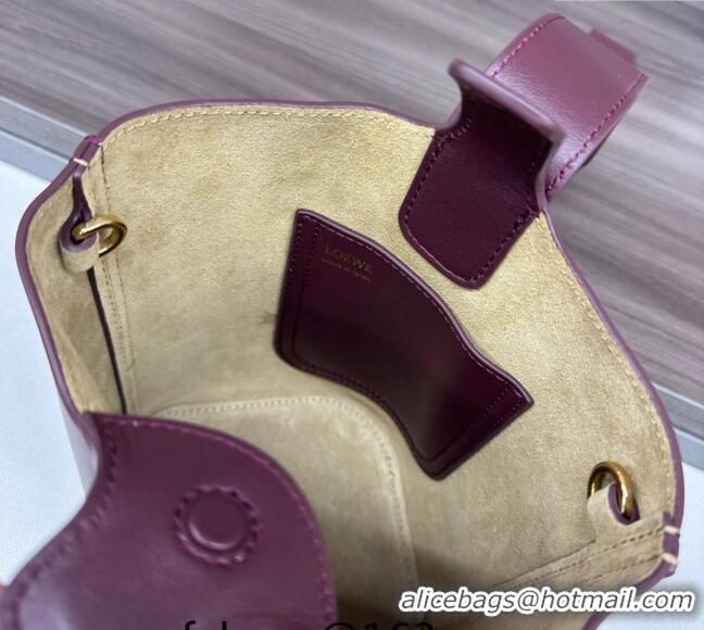 Promotional Loewe Mini Pebble Bucket bag in mellow calfskin 062342 Burgundy 2024