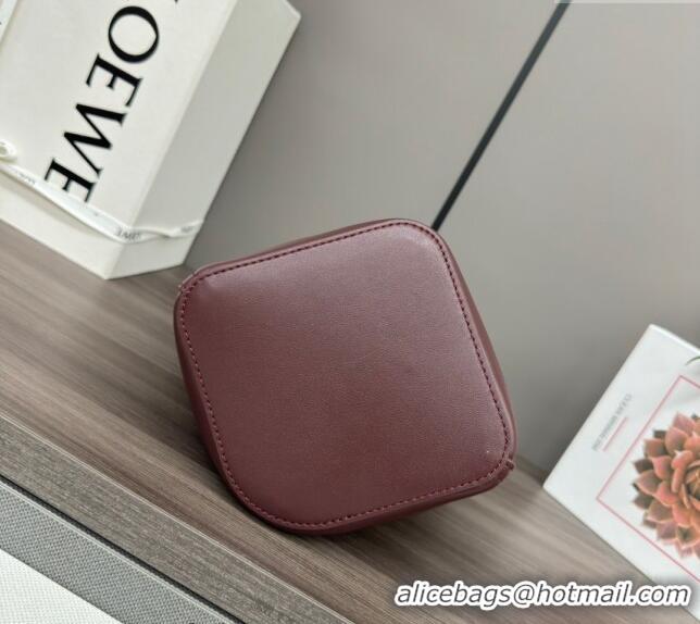 Promotional Loewe Mini Pebble Bucket bag in mellow calfskin 062342 Burgundy 2024