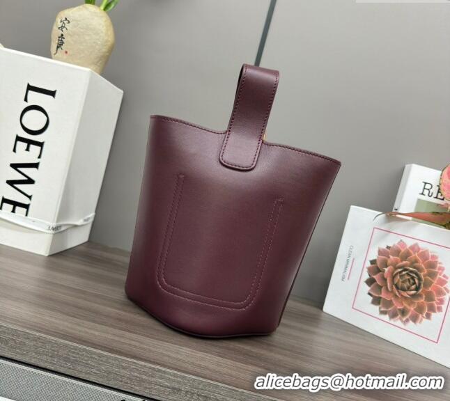 Promotional Loewe Mini Pebble Bucket bag in mellow calfskin 062342 Burgundy 2024